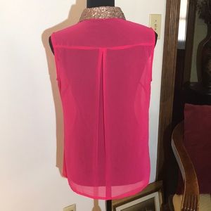Pink Shirt Blouse with Sequined Collar